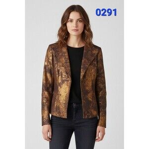 Investments Gold and Black Metallic Open-Front Blazer - Sz 12 - 0291